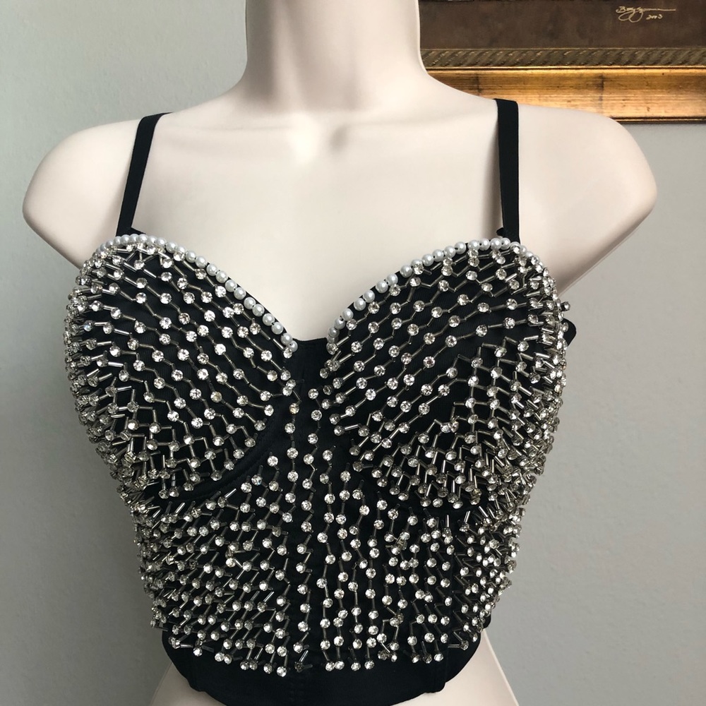 Rhinestone and Pearl bustier balconette